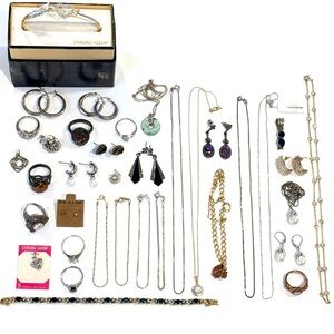 Vintage Women’s Jewlery Lot Sterling Silver & Gold Filled Necklaces Rings & More